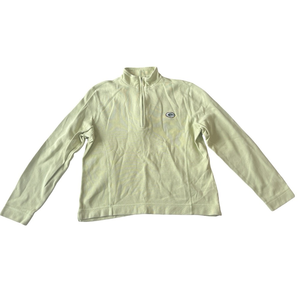 Cutter & Buck Green Bay Packers‎ Quarter Zip Crop Green Logo 100% Pima Cotton